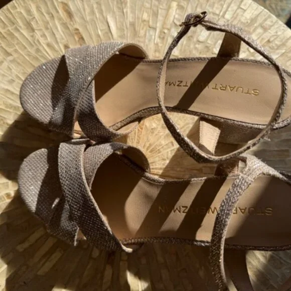 Stuart Weitzman Dayna Metallic Crisscross Platform Sandals - Picture 5 of 7